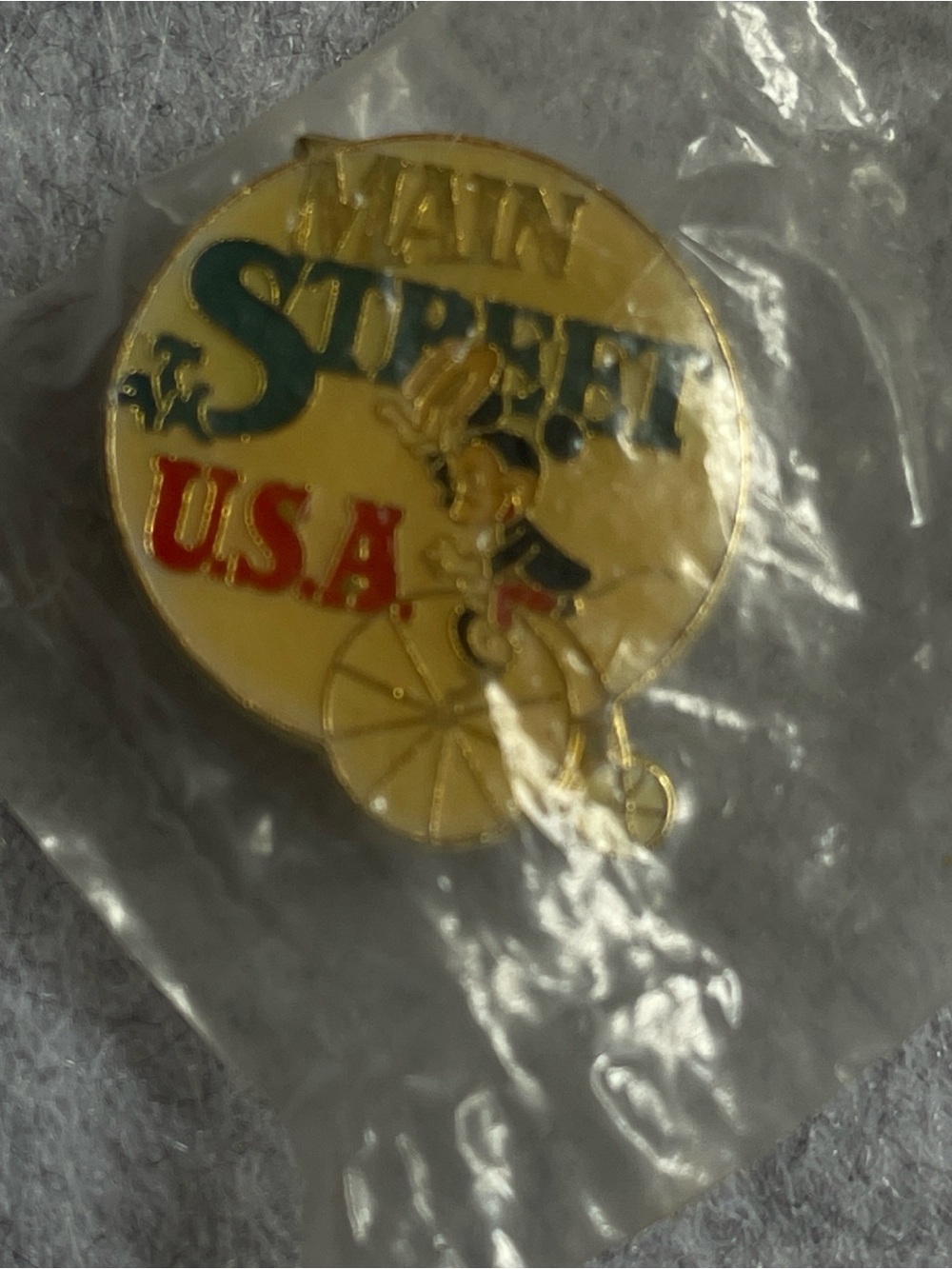 Vintage Disney Main Street Pin - Gold, Navy, Red
